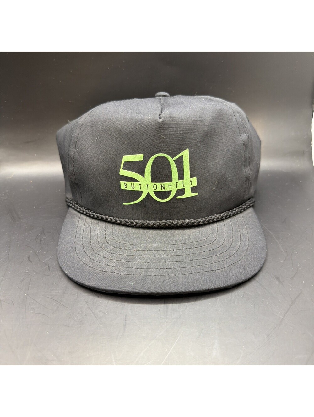 Vintage 80s 90s Levi's 501 Button Fly Hat Cap Mens Snapback Black
